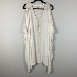 Lilly Pulitzer Julietta Cold Shoulder Tassels Swim Cover Up Dress Size L/XL